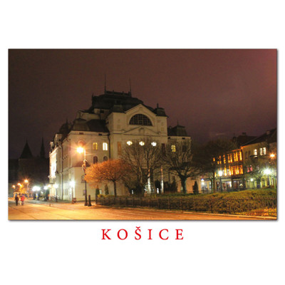 postcard Košice L (the evening square with the State Theater) 