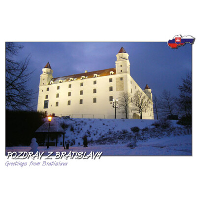 postcards Greetings from Bratislava (castle in winter)