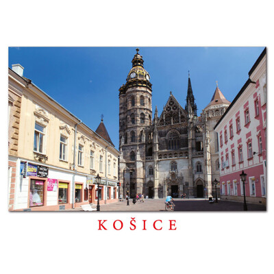 postcard Košice L (Elizabeth Street with the Cathedral)