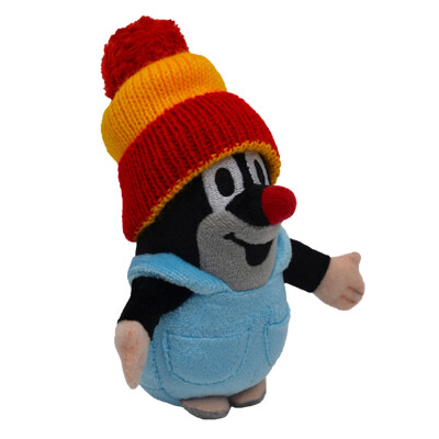 Mole in pants with a cap, 12 cm (yellow-red)