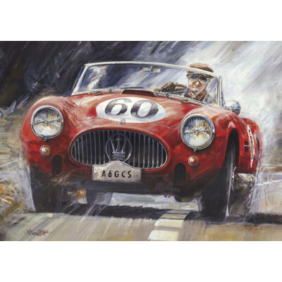 3D postcard Maserati 1954