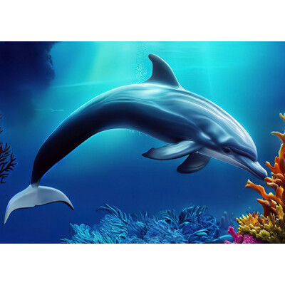 3D postcard Coral Dolphin AI