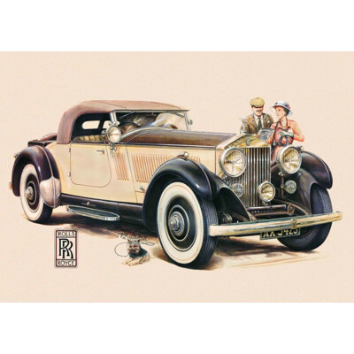 3D postcard Rolls Royce 1932