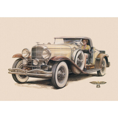 3D postcard Duesenberg model J 1928