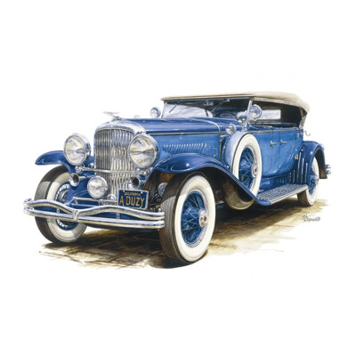 3D postcard Dual Phaeton Duesenberg 1931