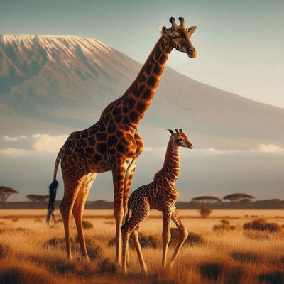 3D postcard (square) Two giraffes AI