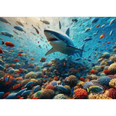 3D postcard Coral Shark AI