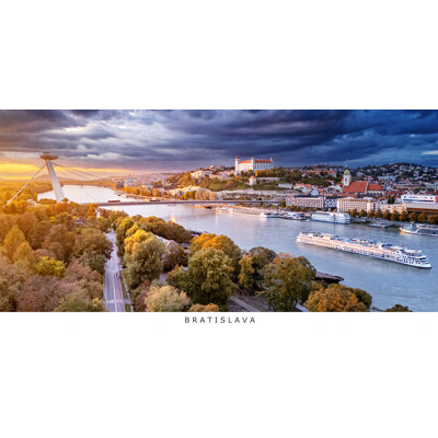 postcard Bratislava e06 (an autumn Danube, panorama)