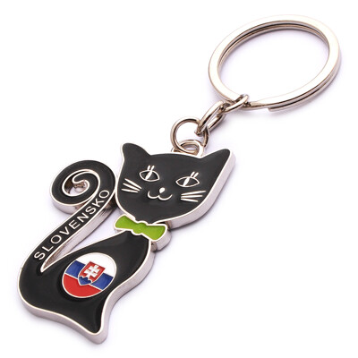 Keychain SLOVENSKO (black cat)
