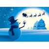 3D postcard Snowman iin the Moonlight