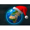 3D postcard Christmas greeting around the world (The Earth with a hat)