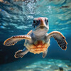 3D postcard (square) Baby sea turtle