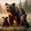 3D postcard (square) Bear family AI